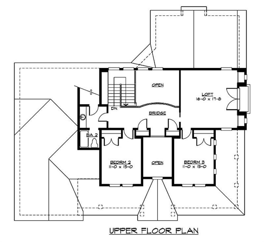 Floor Plan Second Story of Craftsman Plan #115-1032